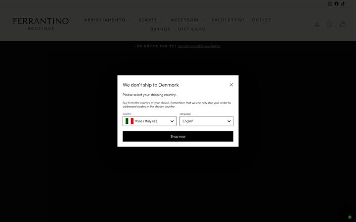 Skjermbilde av ferrantinoboutique.com