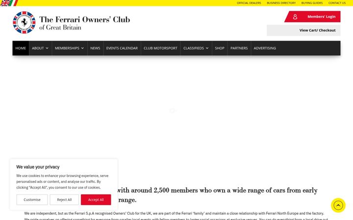 Screenshot of ferrariownersclub.co.uk