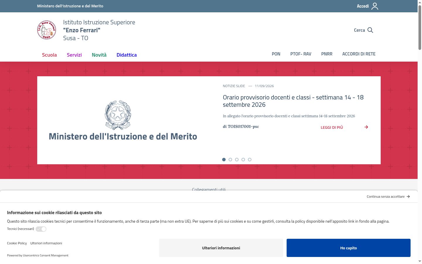 Captura de ecrã do banner de consentimento apresentado antes de qualquer interação