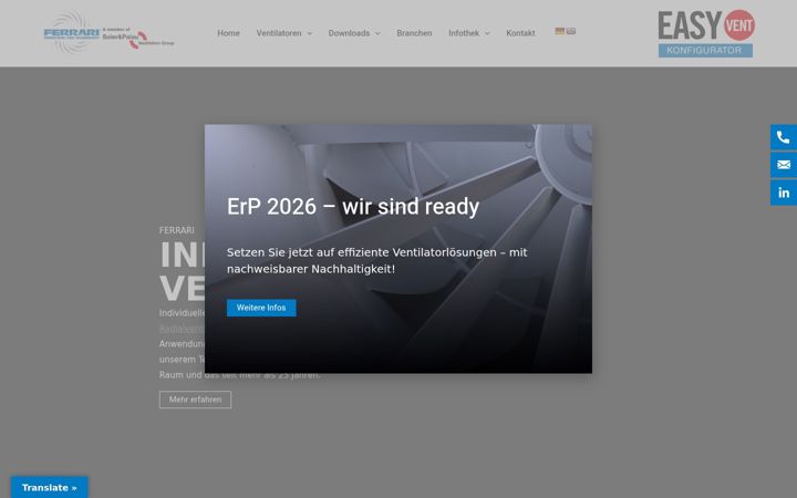 Screenshot of ferrariventilatoren.de