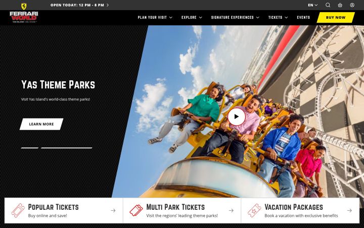 Screenshot of ferrariworldabudhabi.com