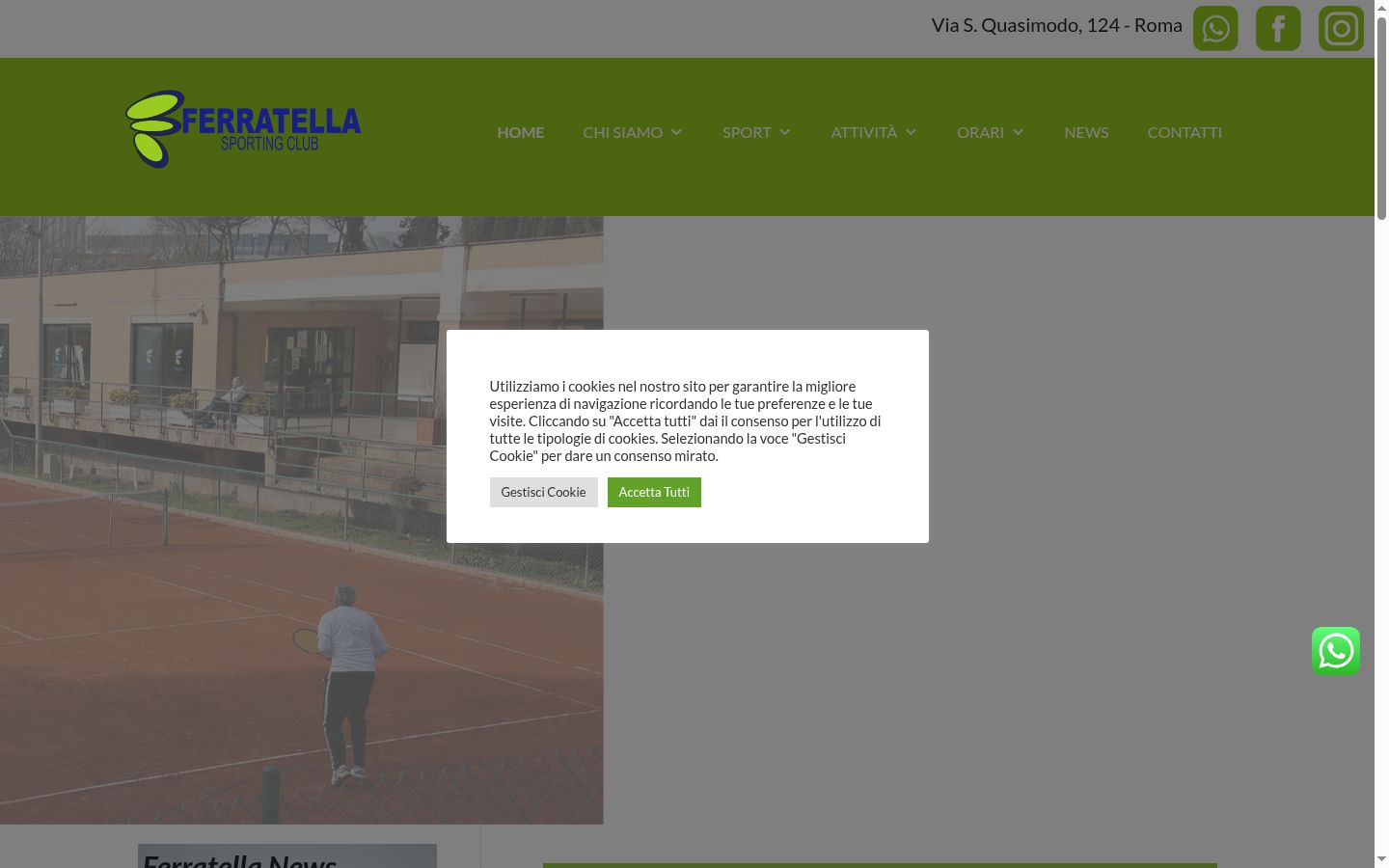 Screenshot del banner di consenso mostrato prima di qualsiasi interazione