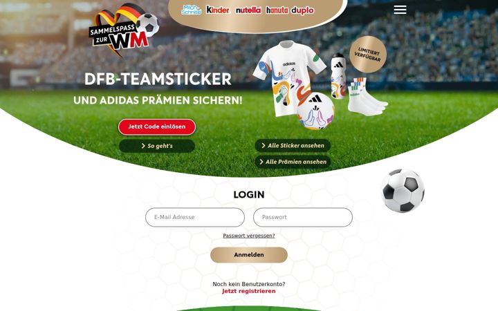 Screenshot of ferrero-sammelspass.de