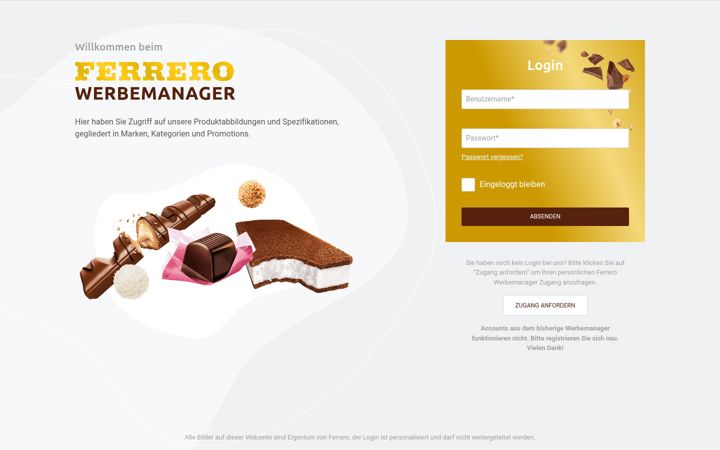 Zrzut ekranu ferrero-tradeportal.ch