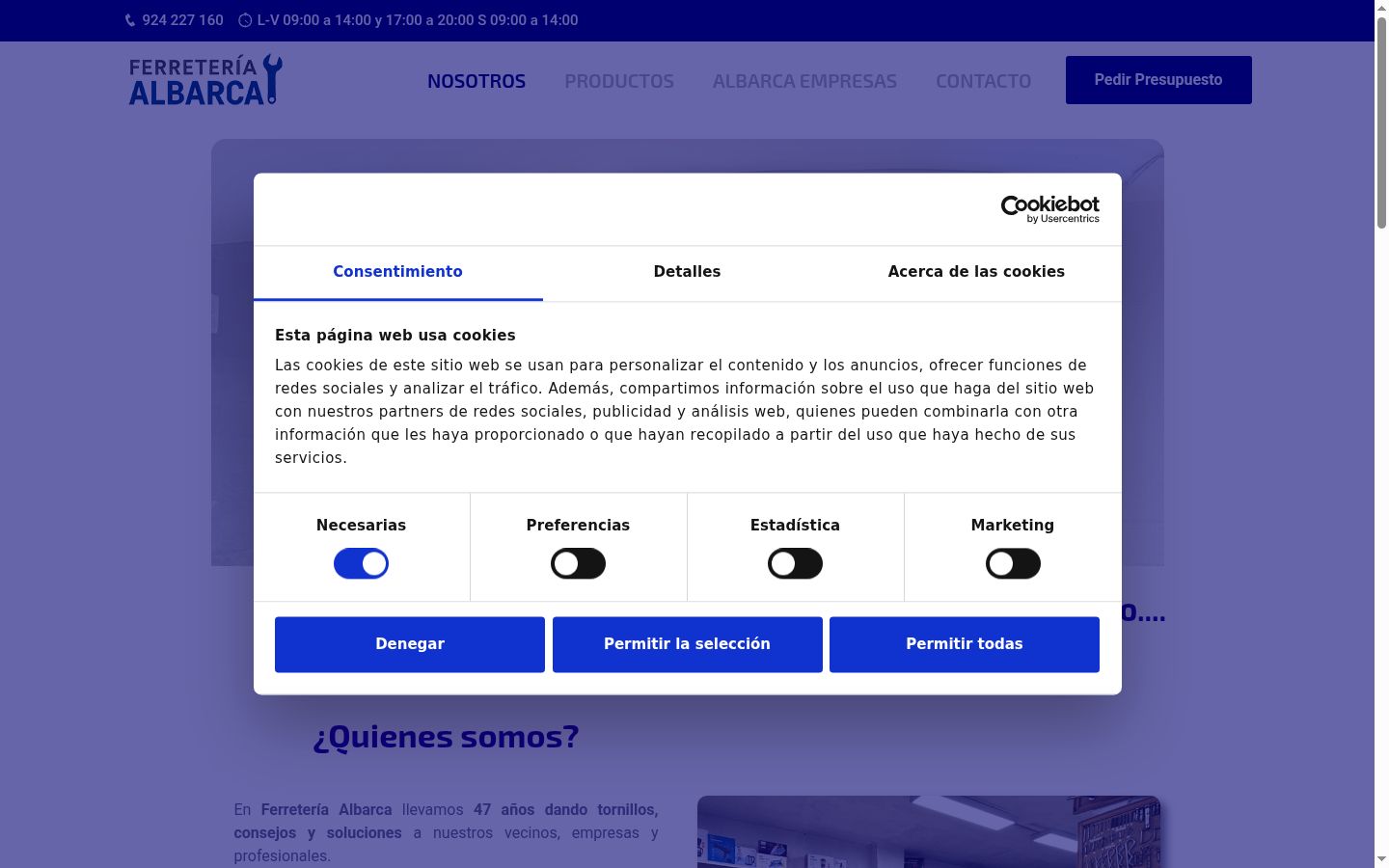 Screenshot tal-banner tal-kunsens muri qabel kwalunkwe interazzjoni