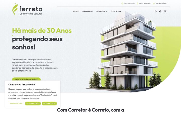 Zrzut ekranu ferretoseguros.com.br
