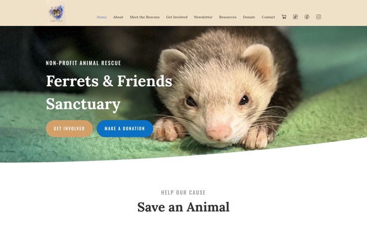 Screenshot of ferretsandfriendssanctuary.org