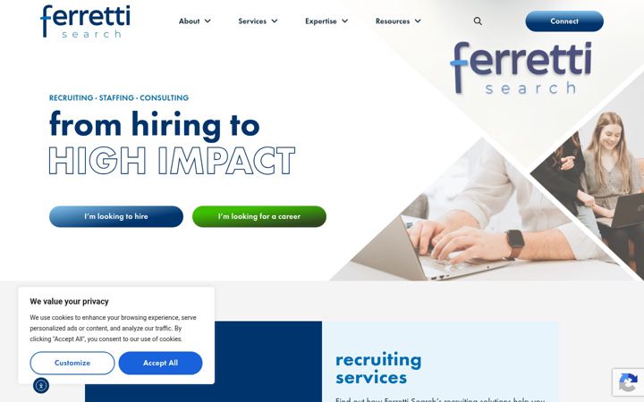 Screenshot of ferrettisearch.com