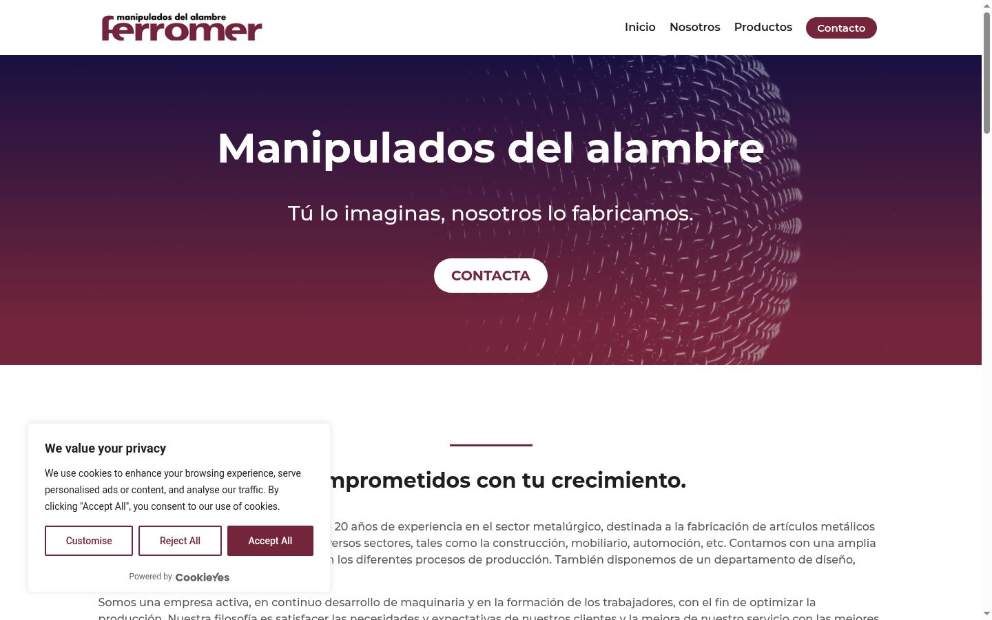 Screenshot del banner di consenso mostrato prima di qualsiasi interazione