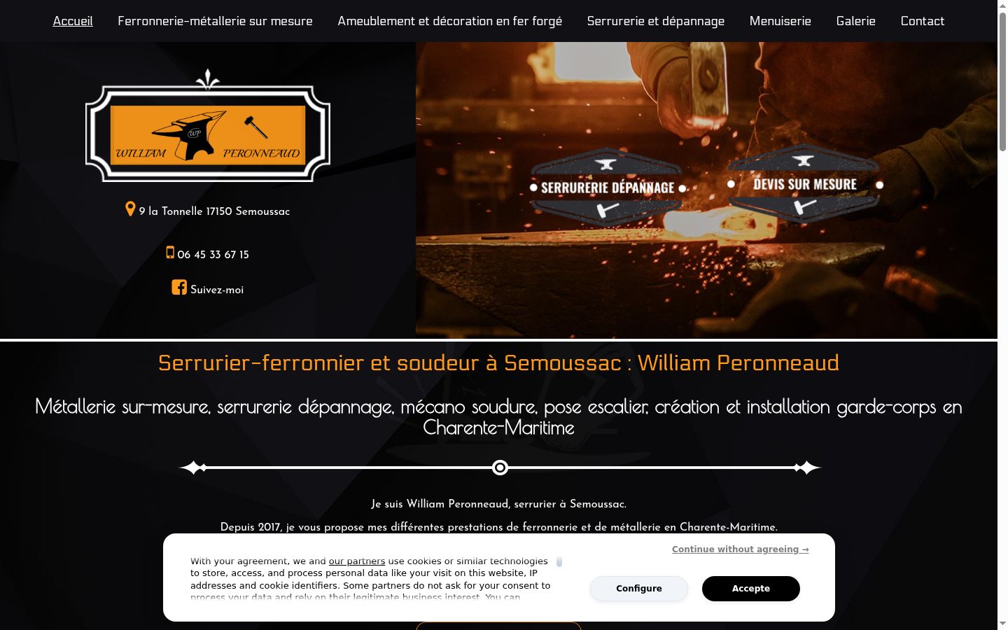 Screenshot del banner di consenso mostrato prima di qualsiasi interazione