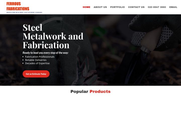 Screenshot of ferrousfabrications.com