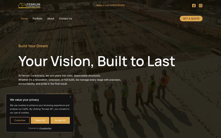 Screenshot of ferrumcontractors.com