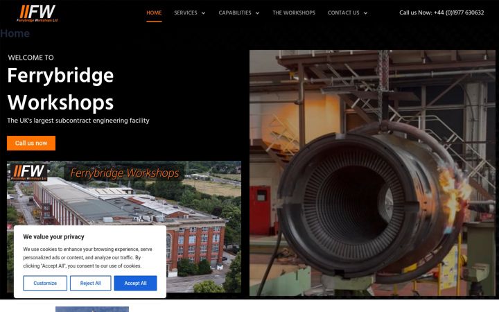 Screenshot of ferrybridgeworkshops.co.uk