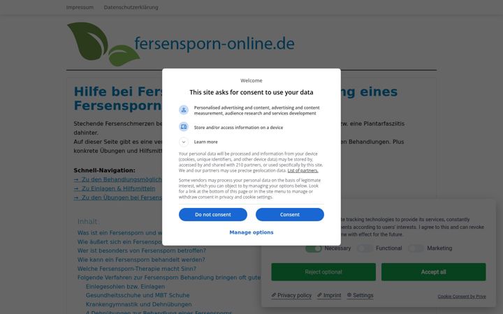 Screenshot of fersensporn-online.de