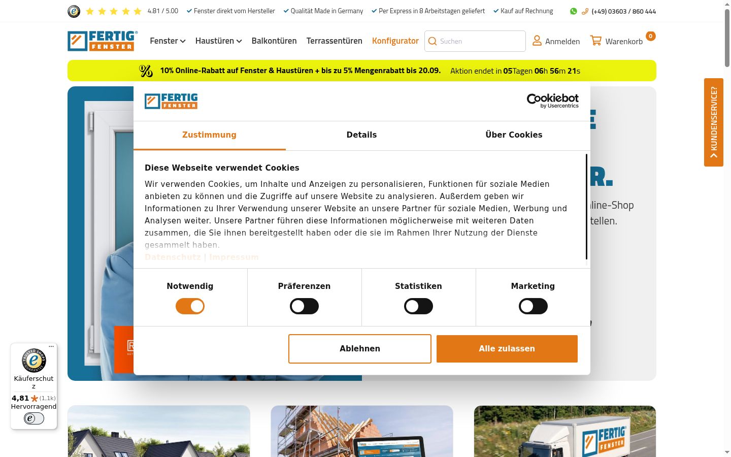 Snímek obrazovky baneru souhlasu zobrazeného před jakoukoli interakcí