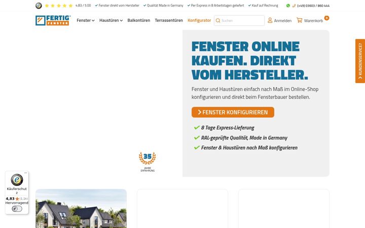 Screenshot ta' fertigfenster.de