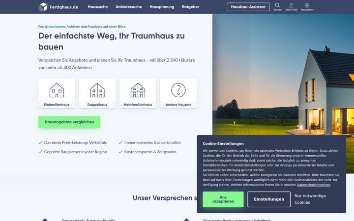 Screenshot of fertighaus.de
