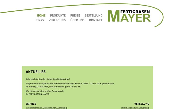 Screenshot of fertigrasen-mayer.at