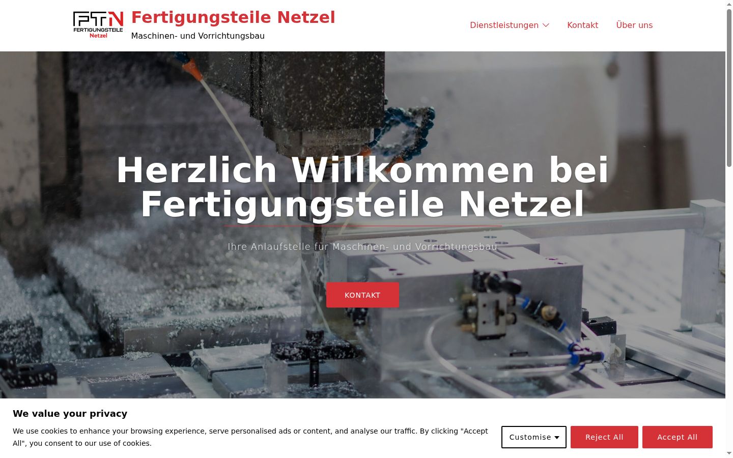 Screenshot des Einwilligungsbanners vor jeglicher Interaktion