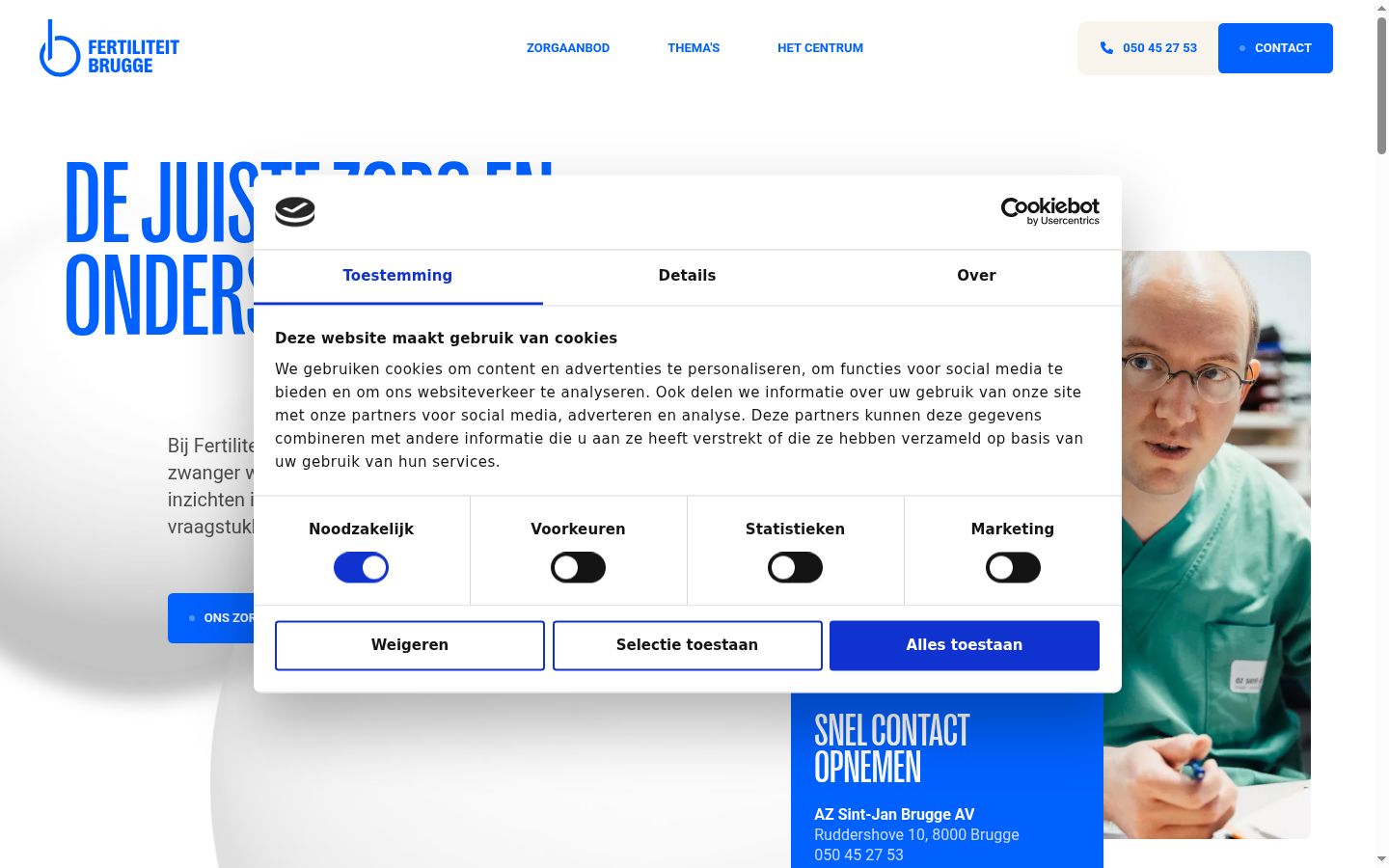 Screenshot del banner di consenso mostrato prima di qualsiasi interazione