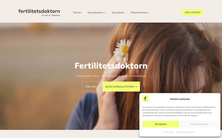 Screenshot of fertilitetsdoktorn.se