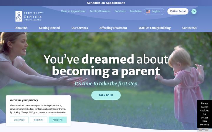 Screenshot of fertilitycenter.com