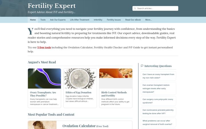 Screenshot of fertilityexpert.co.uk
