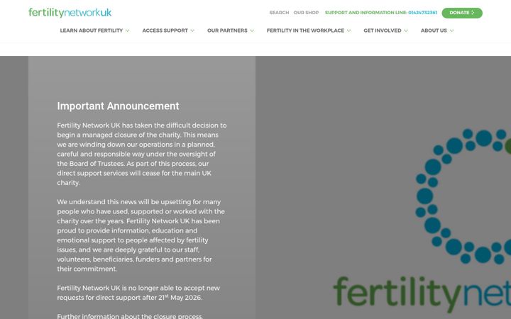 Screenshot of fertilitynetworkuk.org