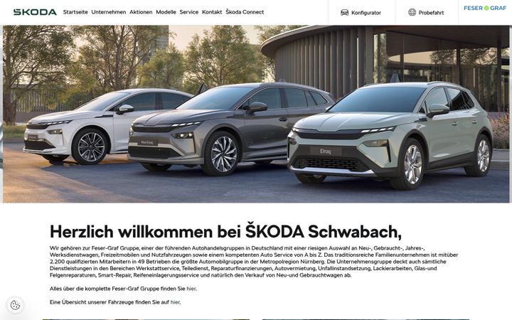 Screenshot of feser-schwabach.skoda-auto.de