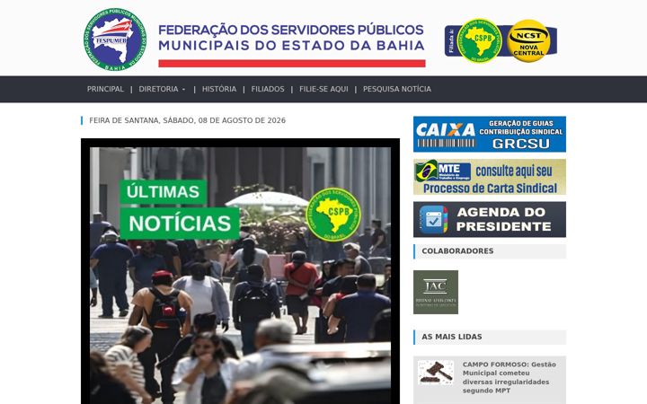 Snímek obrazovky fespumeb.org.br