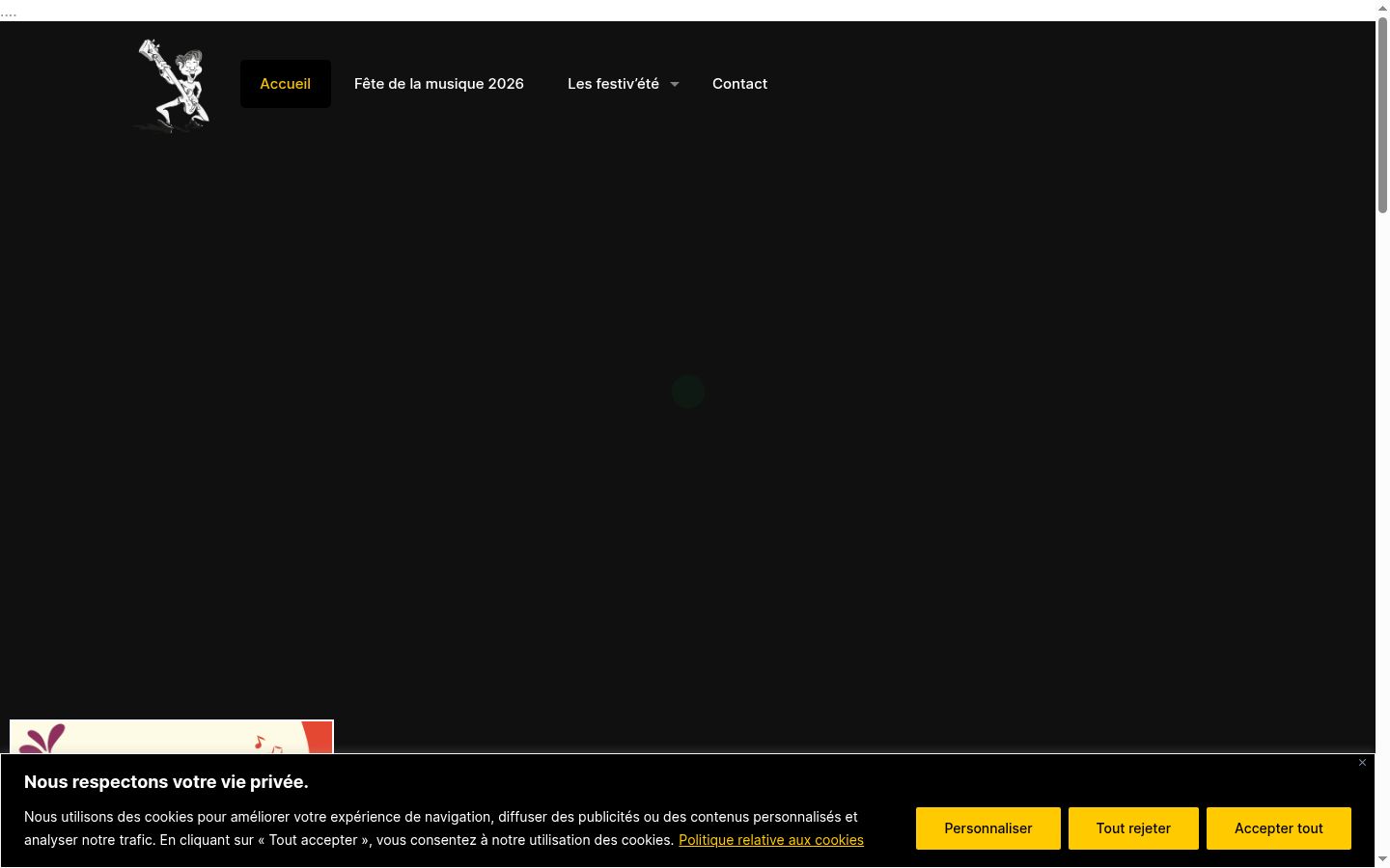 Screenshot des Einwilligungsbanners vor jeglicher Interaktion
