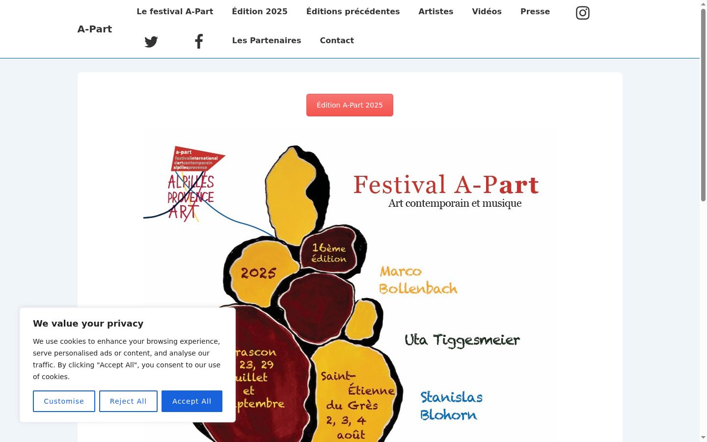 Screenshot del banner di consenso mostrato prima di qualsiasi interazione