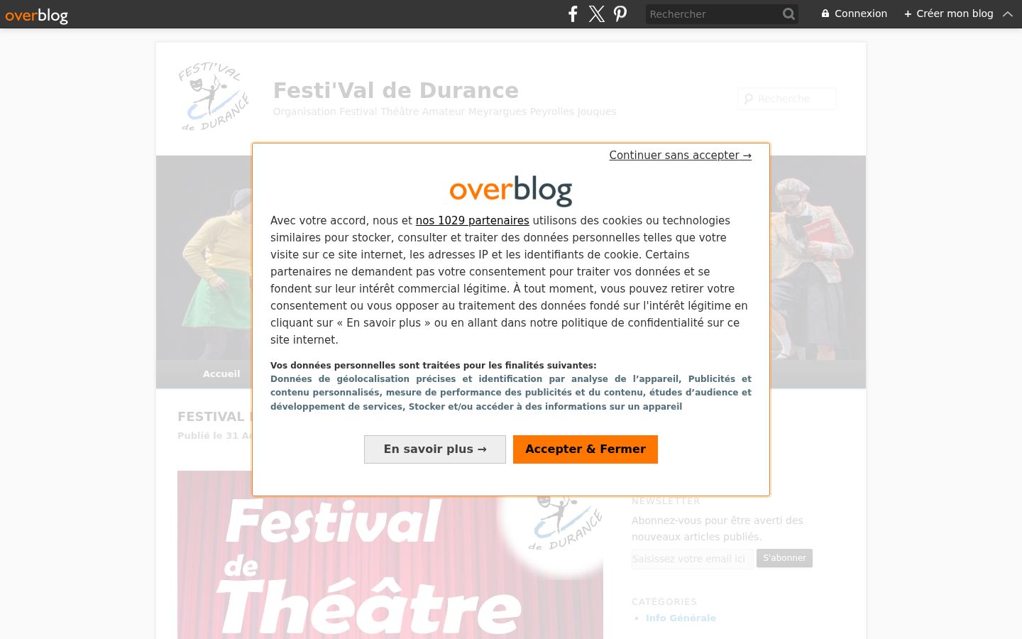 Screenshot del banner di consenso mostrato prima di qualsiasi interazione