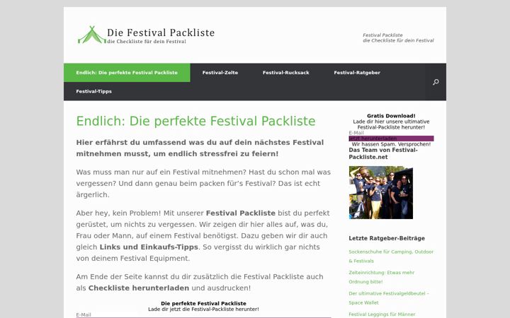 Screenshot ta' festival-packliste.net