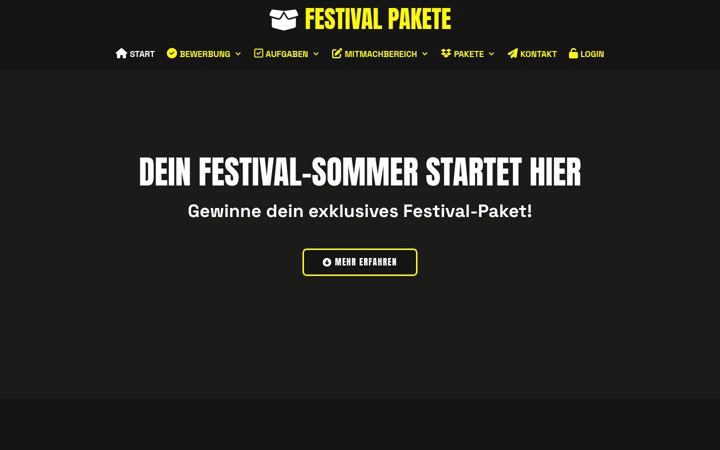 Skärmbild av festival-pakete.de