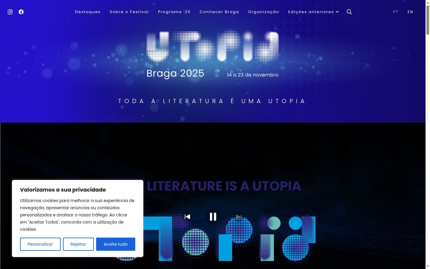 Captura de pantalla del banner de consentimiento mostrado antes de cualquier interacción