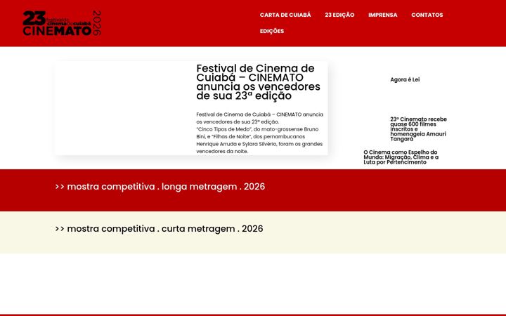 Snímek obrazovky festivalcinemato.com.br