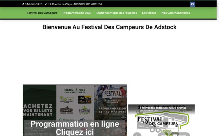 Screenshot of festivaldescampeurs.ca