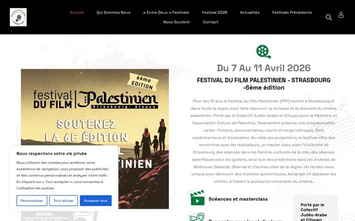 Screenshot of festivaldufilmpalestinien-strasbourg.fr