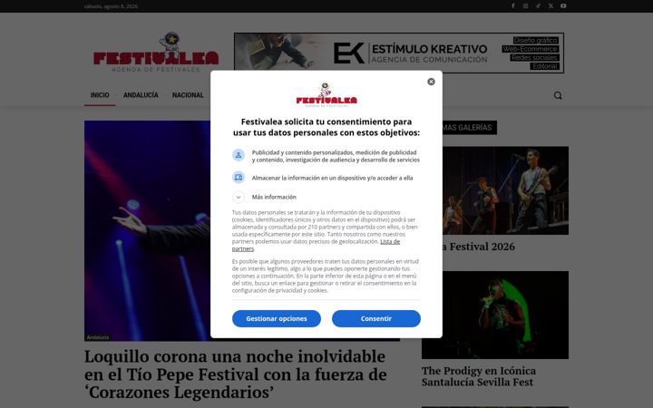 Kuvakaappaus sivustosta festivalea.es