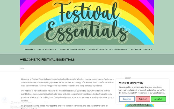 Screenshot of festivalessentials.uk
