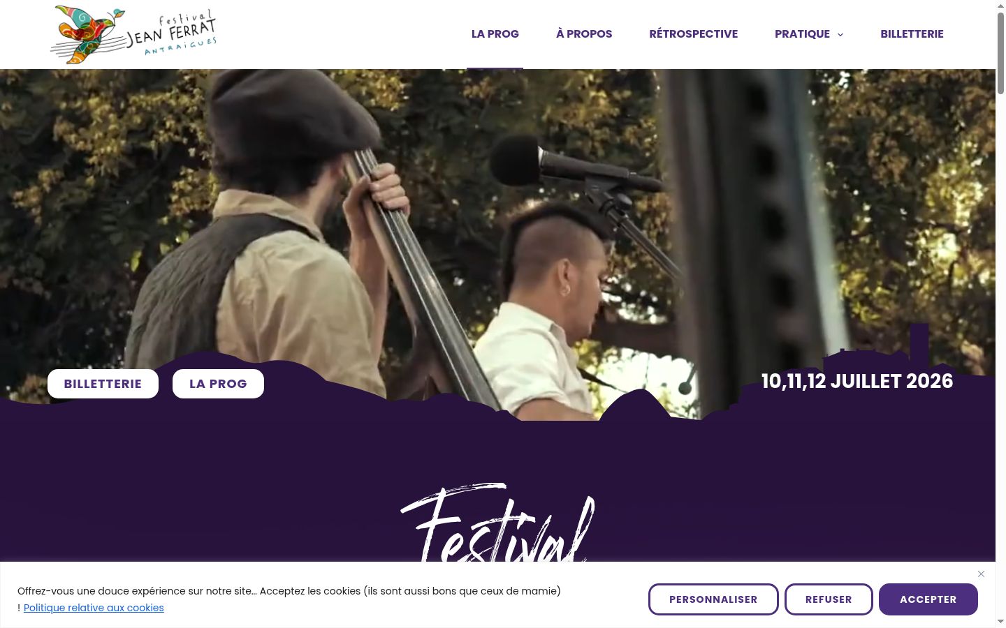Capture d'écran de la bannière de consentement affichée avant toute interaction