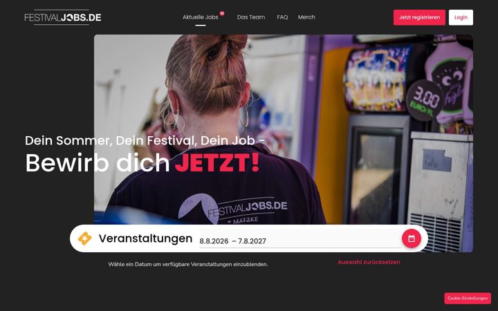 Screenshot of festivaljobs.de