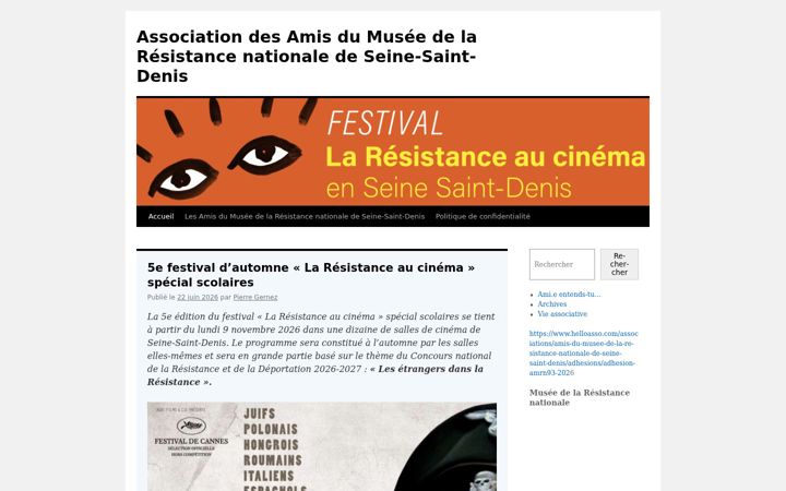 Screenshot of festivallaresistanceaucinema.fr