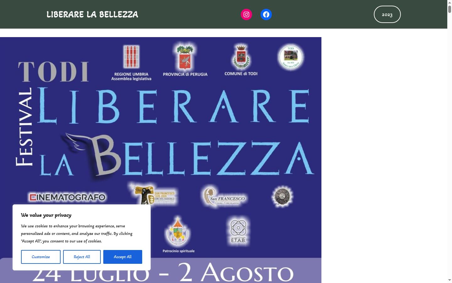 Screenshot del banner di consenso mostrato prima di qualsiasi interazione