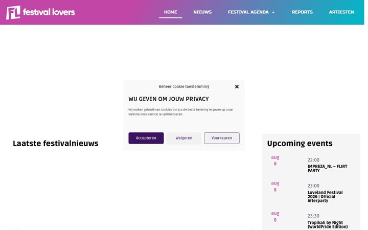 Screenshot of festivallovers.nl
