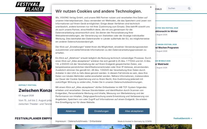 Skärmbild av festivalplaner.de