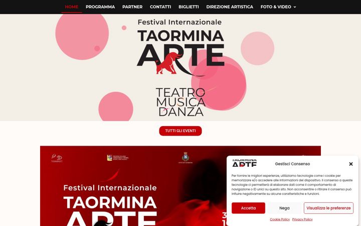 Screenshot di festivaltaorminarte.it