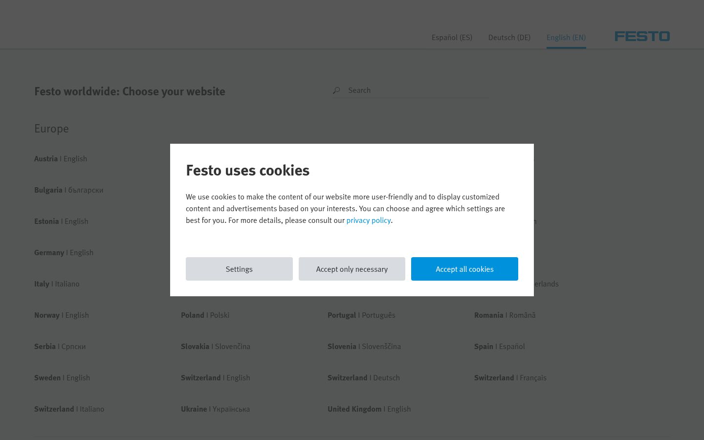 Screenshot of the consent banner shown before any interaction