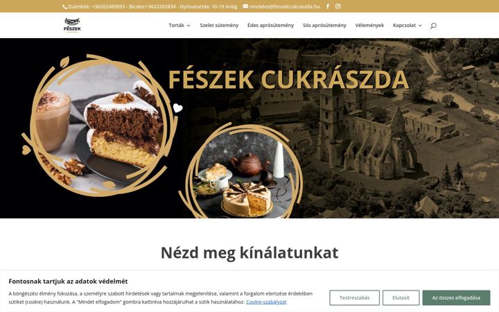 Screenshot of feszekcukraszda.hu